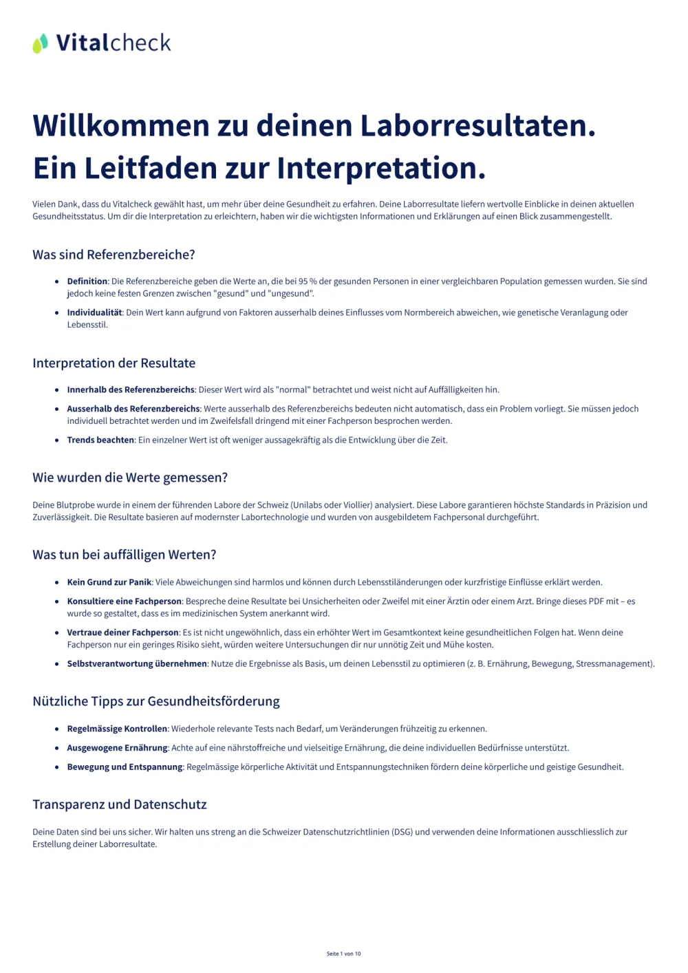 Vitalcheck Laborbericht – Leitfaden zur Interpretation deiner Resultate